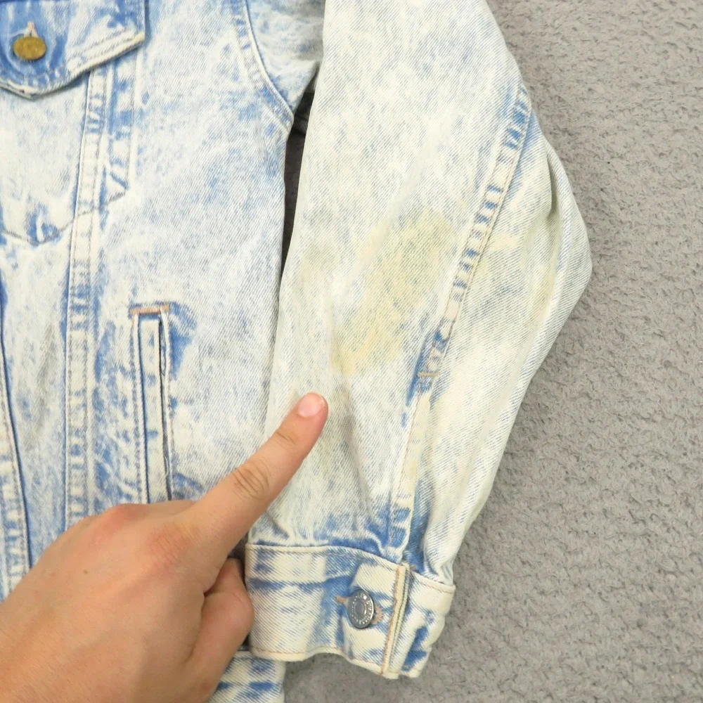 VINTAGE Levis Denim Jacket Large Made in USA Acid Wash Custom Trucker Type II